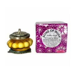 Ręcznie robiona świeca w szkle z orientalnym motywem - zapach Buddha Delight